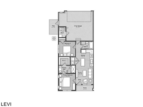 Floor plan for 2 beds, 2 baths, 808 sqft